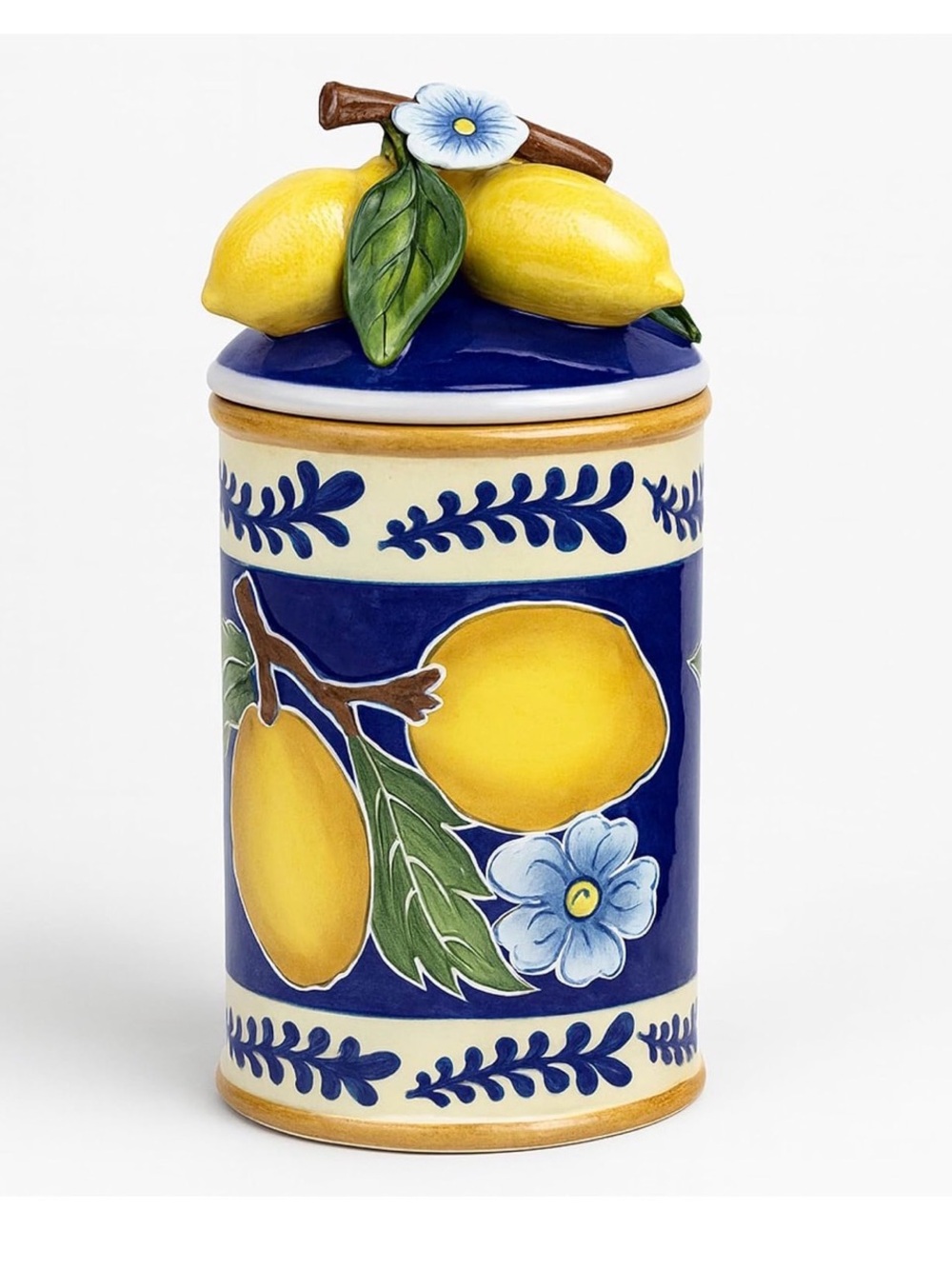 Blue Sky Ceramic 17499 Lemon Canister, Small, Multicolor, for the love of lemons